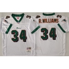 Men's Miami Dolphins #34 Ricky Williams White Throwback Stitched Football Jersey