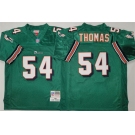 Men's Miami Dolphins #54 Zach Thomas Aqua Throwback Stitched Football Jerse