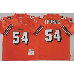 Men's Miami Dolphins #54 Zach Thomas Orange Throwback Stitched Football Jersey