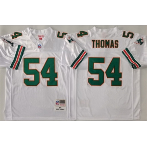 Men's Miami Dolphins #54 Zach Thomas White Throwback Stitched Football Jersey