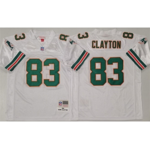 Men's Miami Dolphins #83 Mark Clayton White Throwback Stitched Football Jersey