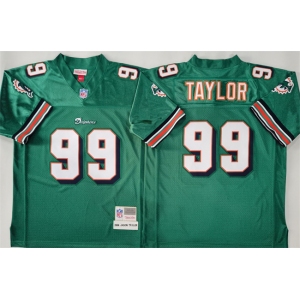 Men's Miami Dolphins #99 Jason Taylor Aqua Throwback Stitched Football Jersey