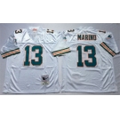 Mitchell And Ness Dolphins #13 dan marino White Stitched Football Throwback Jersey 