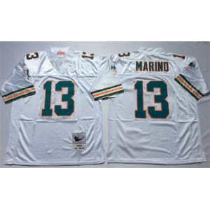 Mitchell And Ness Dolphins #13 dan marino White Stitched Football Throwback Jersey 