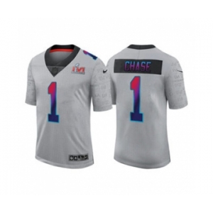 Men's Cincinnati Bengals #1 Ja'Marr Chase 2022 Gray Super Bowl LVI Limited Stitched Jerse
