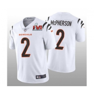Men's Cincinnati Bengals #2 Evan McPherson 2022 White Super Bowl LVI Vapor Limited Stitched Jersey
