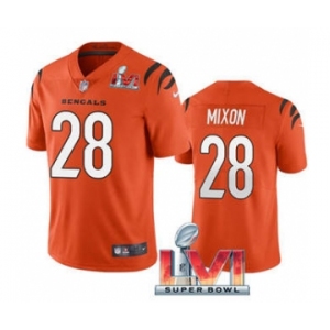Men's Cincinnati Bengals #28 Joe Mixon Orange 2022 Super Bowl LVI Vapor Limited Stitched Jersey