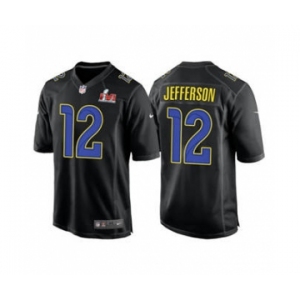 Men's Los Angeles Rams #12 Van Jefferson Black 2022 Super Bowl LVI Game Stitched Jersey