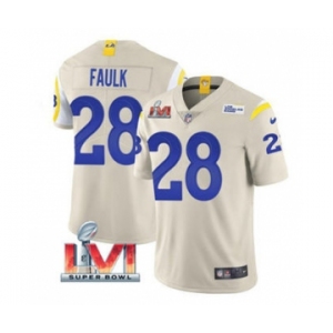 Men's Los Angeles Rams #28 Marshall Faulk Bone 2022 Super Bowl LVI Vapor Limited Stitched Jersey