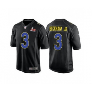 Men's Los Angeles Rams #3 Odell Beckham Jr. Black 2022 Super Bowl LVI Game Stitched Jersey