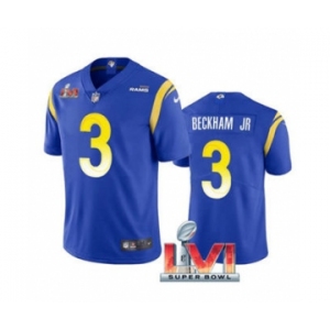 Men's Los Angeles Rams #3 Odell Beckham Jr. Royal 2022 Super Bowl LVI Vapor Limited Stitched Jersey