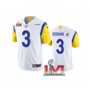 Men's Los Angeles Rams #3 Odell Beckham Jr. White 2022 Super Bowl LVI Vapor Limited Stitched Jersey