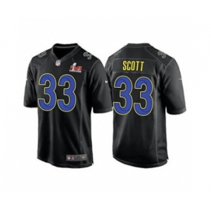 Men's Los Angeles Rams #33 Nick Scott Black 2022 Super Bowl LVI Game Stitched Jersey