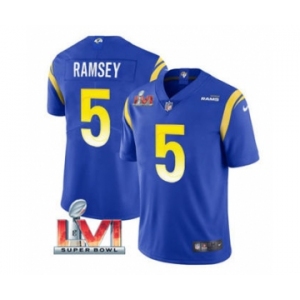 Men's Los Angeles Rams #5 Jalen Ramsey Royal 2022 Super Bowl LVI Vapor Limited Stitched Jersey