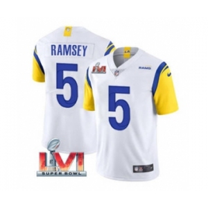 Men's Los Angeles Rams #5 Jalen Ramsey White 2022 Super Bowl LVI Vapor Limited Stitched Jersey