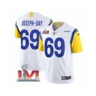 Men's Los Angeles Rams #69 Sebastian Joseph-Day White 2022 Super Bowl LVI Vapor Limited Stitched Jersey