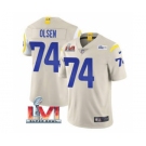 Men's Los Angeles Rams #74 Merlin Olsen Bone 2022 Super Bowl LVI Vapor Limited Stitched Jersey