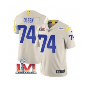 Men's Los Angeles Rams #74 Merlin Olsen Bone 2022 Super Bowl LVI Vapor Limited Stitched Jersey