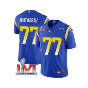 Men's Los Angeles Rams #77 Andrew Whitworth Royal 2022 Super Bowl LVI Vapor Limited Stitched Jersey