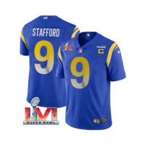 Men's Los Angeles Rams #9 Matthew Stafford 2022 Royal With C Patch Super Bowl LVI Vapor Limited Jersey