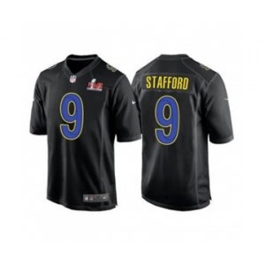Men's Los Angeles Rams #9 Matthew Stafford Black 2022 Super Bowl LVI Game Stitched Jersey