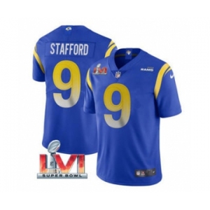 Men's Los Angeles Rams #9 Matthew Stafford Royal 2022 Super Bowl LVI Vapor Limited Stitched Jersey