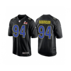 Men's Los Angeles Rams #94 A'Shawn Robinson Black 2022 Super Bowl LVI Game Stitched Jersey