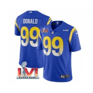 Men's Los Angeles Rams #99 Aaron Donald Royal 2022 Super Bowl LVI Vapor Limited Stitched Jersey