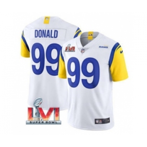 Men's Los Angeles Rams #99 Aaron Donald White 2022 Super Bowl LVI Vapor Limited Stitched Jersey