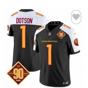 Men Washington Commanders #1 Jahan Dotson Black White F U S E 2024 Limited Stitched Football Jersey