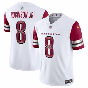 Men Washington Commanders 8 Brian Robinson Jr White 2023 F U S E Vapor Limited Stitched Football Jersey