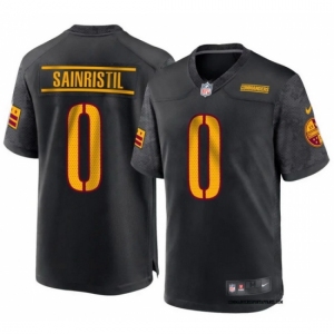 Mens Washington Commanders #0 Mike Sainristil Black Alternate Vapor Limited Jersey