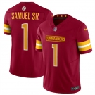 Men's Washington Commanders #1 Deebo Samuel Sr Burgundy 2025 F.U.S.E. Vapor Limited Football Stitched Jersey
