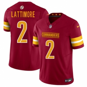 Men's Washington Commanders #2 Marshon Lattimore Burgundy 2025 F.U.S.E. Vapor Limited Football Stitched Jersey