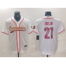 Men's Washington Commanders #21 Sean Taylor White With Patch Cool Base Stitched Baseball Jersey