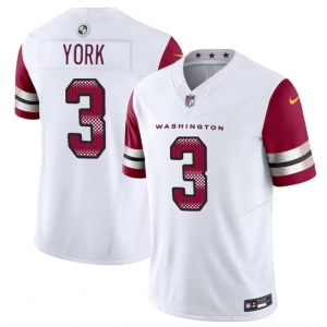 Men's Washington Commanders #3 Cade York White 2024 F.U.S.E Vapor Limited Football Stitched Jersey