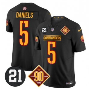 Men's Washington Commanders #5 Jayden Daniels Black F.U.S.E. 90th & Sean Taylor Patch Vapor Limited Stitched Football Jersey