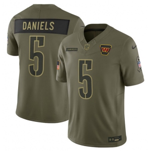 Men's Washington Commanders #5 Jayden Daniels Olive 2025 Salute to Service Limited Football Stitched Jersey