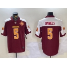 Men's Washington Commanders #5 Jayden Daniels Red Thanksgiving 2024 FUSE With 90th Vapor Limited Stitched Jersey