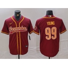 Men's Washington Commanders #99 Chase Young Burgundy With Patch Cool Base Stitched Baseball Jersey