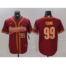 Men's Washington Commanders #99 Chase Young Burgundy With Patch Cool Base Stitched Baseball Jerseys