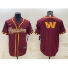 Men's Washington Commanders Burgundy Team Big Logo With Patch Cool Base Stitched Baseball Jersey