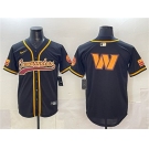 Men's Washington Commanders Team Big Logo Black Limited Stitched Baseball Jersey