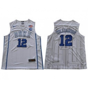 Duke Blue Devils #12 Zion Williamson White Basketball Elite Stitched NCAA Jersey