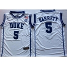 Duke Blue Devils #5 RJ Barrett White Nike College Basketball Jersey