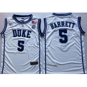 Duke Blue Devils #5 RJ Barrett White Nike College Basketball Jersey
