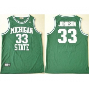 HC Michigan State #33 Magic Johnson Green College Hardwood Legends Basketball Jerseys