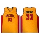 High School #33 Kevin Durant Gold Oak Hill Academy High School Stitched Basketball Jersey