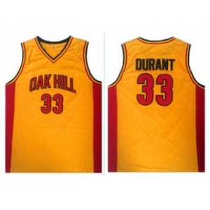 High School #33 Kevin Durant Gold Oak Hill Academy High School Stitched Basketball Jersey