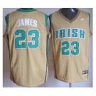 Irish High School #23 Lebron James Golden Yellow Baskteball Jerseys